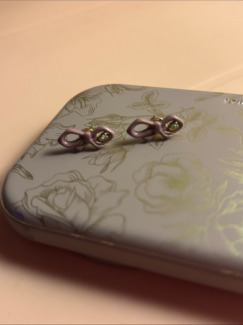 Coach Purple Resin Mini Bow Stud Earrings
